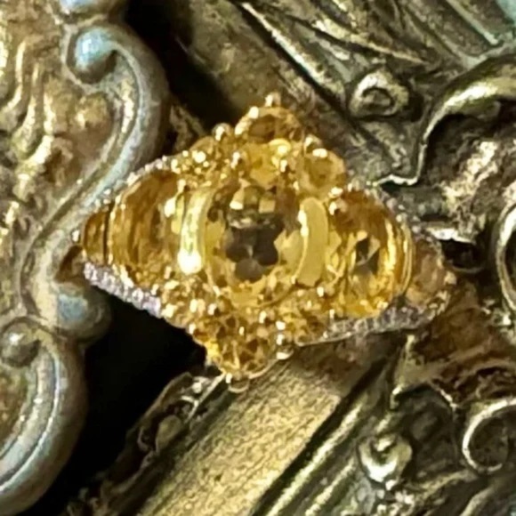 Citrine Diamond Cocktail Ring Abundance and Prosperity November Birthstone - Picture 5 of 8